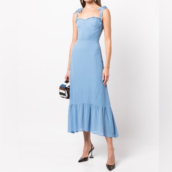 Reformation Dresses Reformation Nikita Azure Blue Midi Dress 4